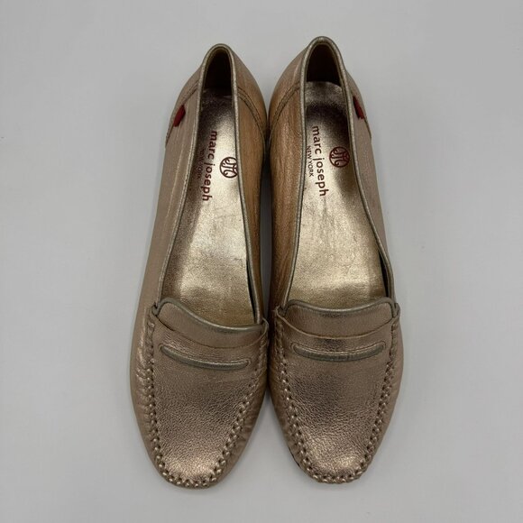 Marc Joseph NY Rose Gold Leather Loafers Flats Swan Street Metallic Size 8 - Picture 9 of 14